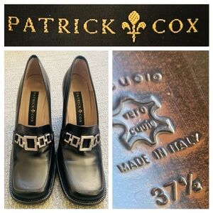 PATRICK COX Woman’s High Black Leather Loafer With Chunky Toe & Buckle Detail